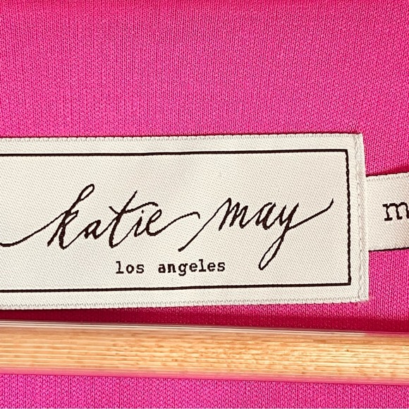 Katie May Next Round Plunge Neck Long Sleeve Mini Crepe Dress Hot Pink Medium - Picture 9 of 13